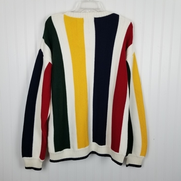 Ralph Lauren X Chaps Sweater Crest Crew Horizontal Stripe Multi Color Cotton NWT - Picture 3 of 11